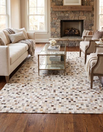 5' x 8' 2 Cowhide Leather Rug