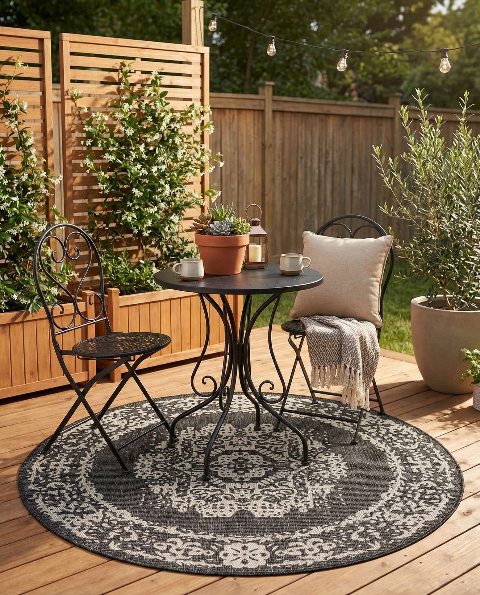5' 3 x 5' 3 Easy-Clean Traditional Indoor / Outdoor Round Rug