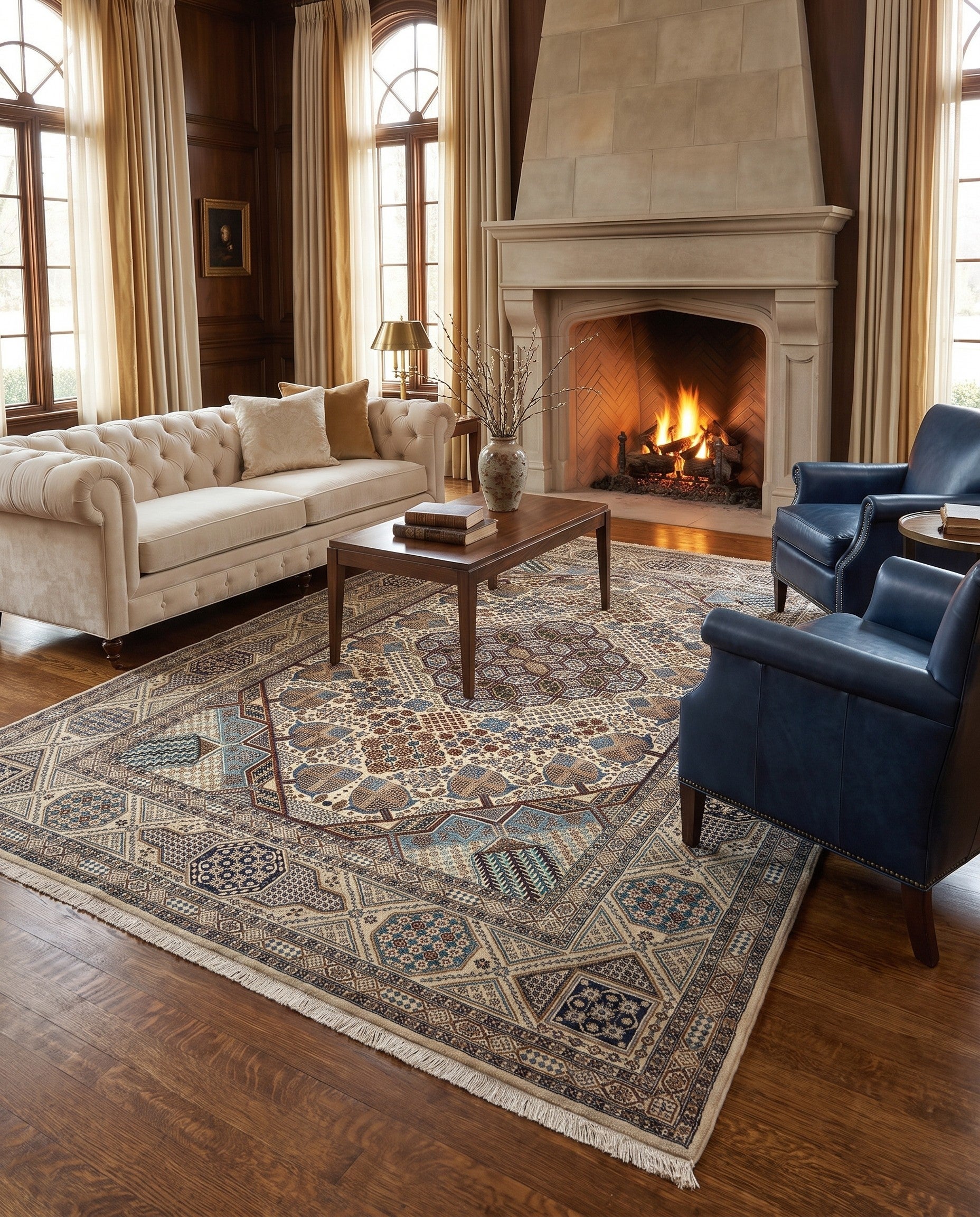 6' 11 x 11' 3 Hand Knotted Nain Rug