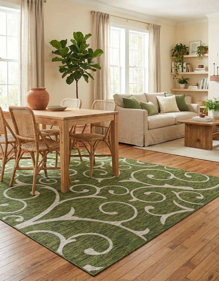 Detail image of 7' x 10' Easy-Clean Botanical Indoor / Outdoor Rug