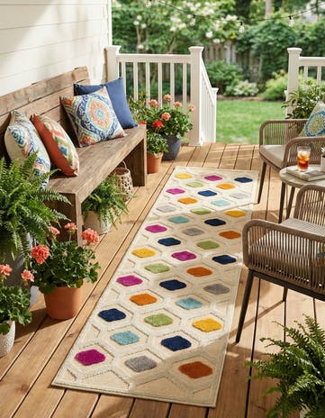 Beige Easy-Clean Aruba Indoor / Outdoor Runner Rug