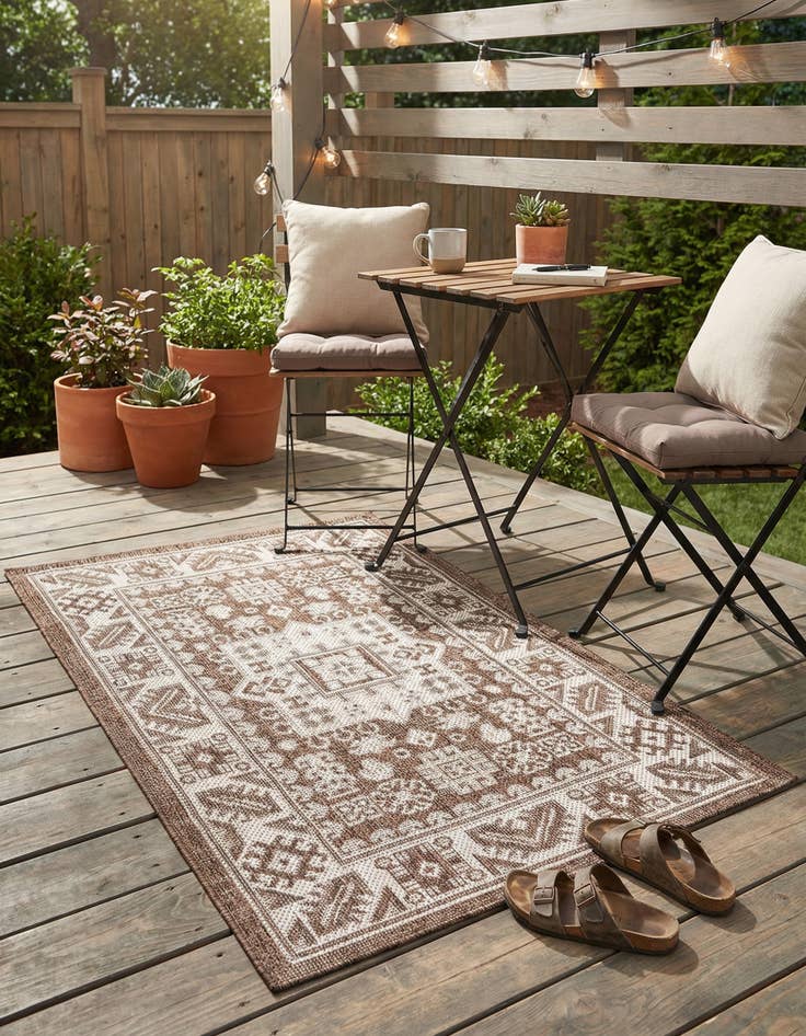 Detail image of 2' x 3'  Washable Aztec Indoor / Outdoor Rug