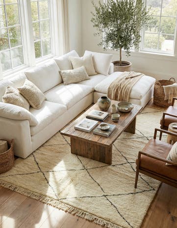 7' x 9' 9 Hand Knotted Moroccan Wool Rug