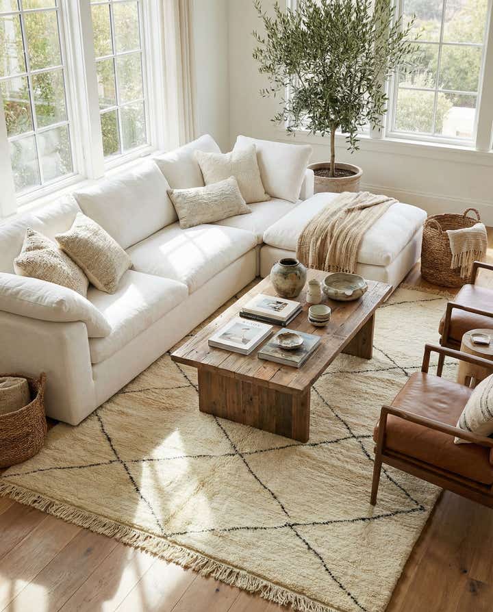 7' x 9' 9 Hand Knotted Moroccan Wool Rug