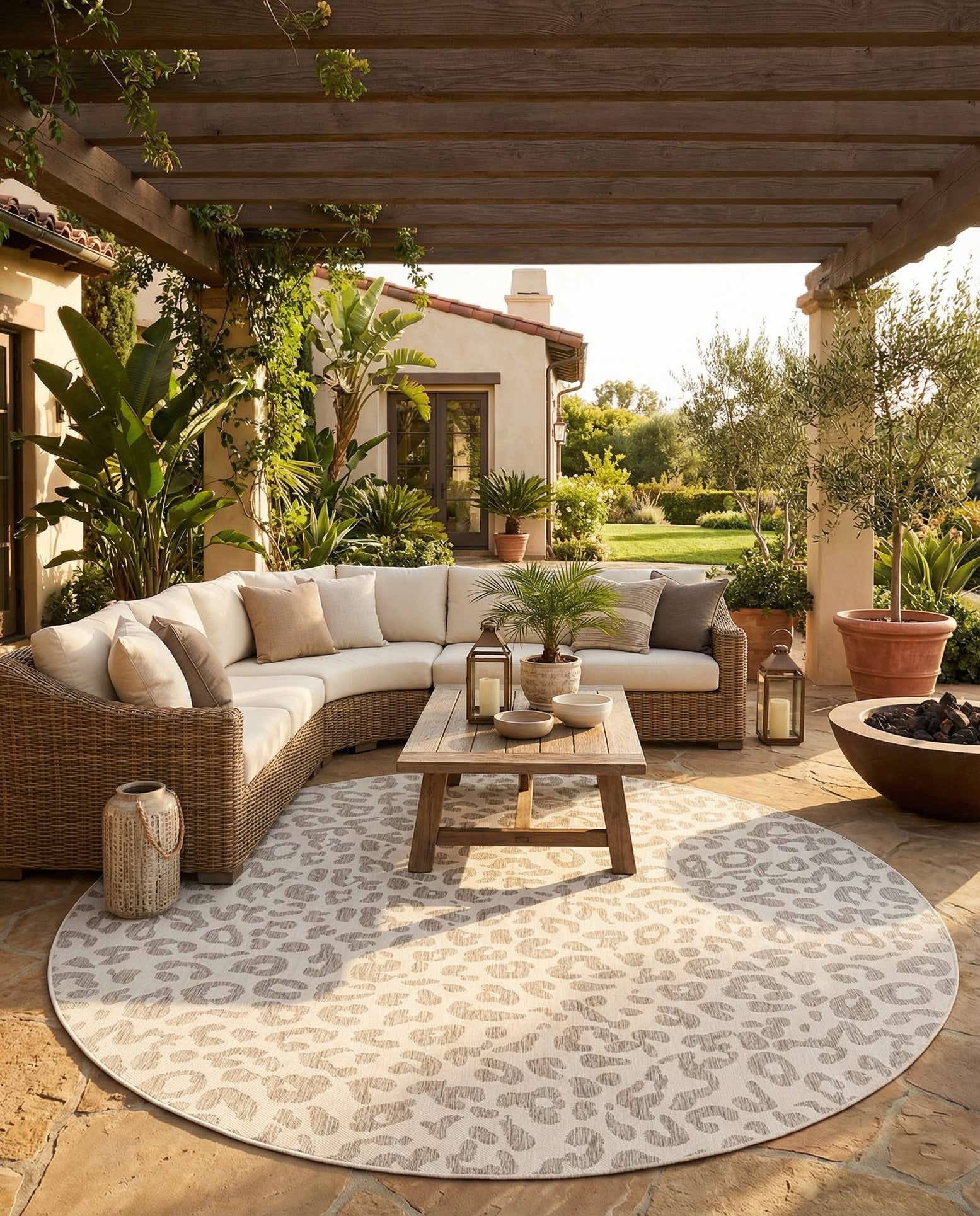13' x 13' Easy-Clean Safari Indoor / Outdoor Round Rug