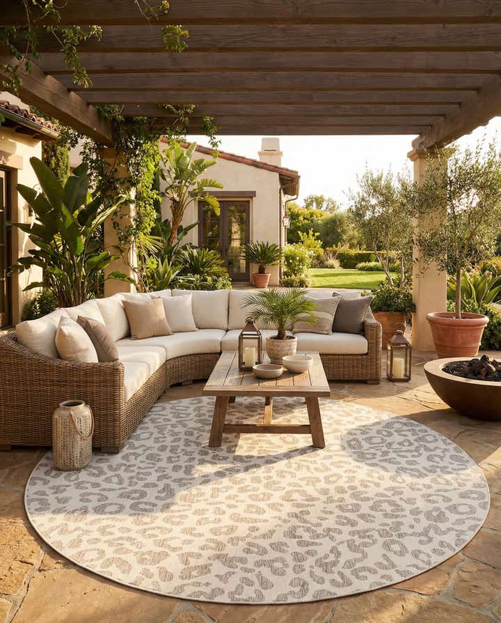 13' x 13' Easy-Clean Safari Indoor / Outdoor Round Rug