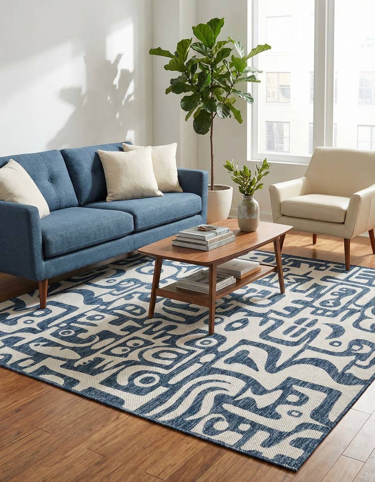 Detail image of  7' 10 x 7' 10  Washable Modern Indoor / Outdoor Square Rug