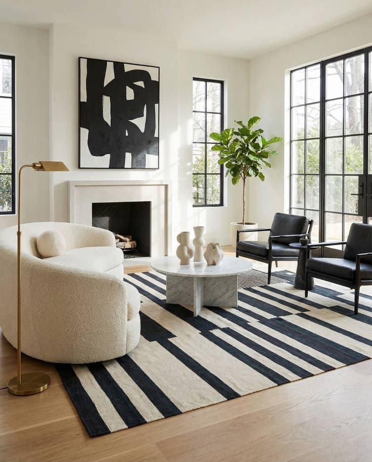 Detail image of 5' 9 x 7' 7 Hand Woven Kilim Modern Wool Rug