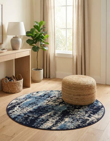 Navy Blue Laguna Round Rug