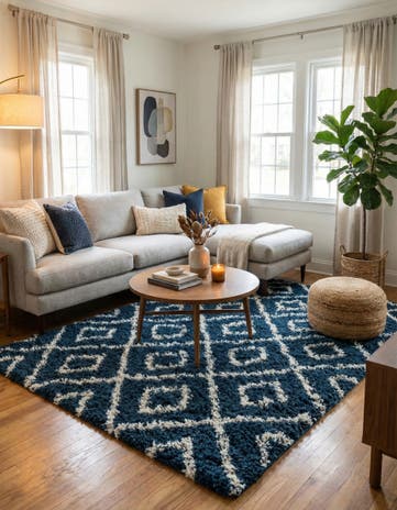 7' 10 x 7' 10 Lattice Shag Square Rug