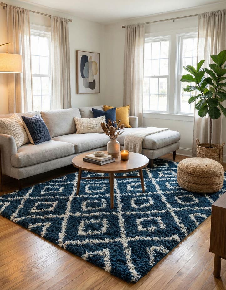 7' 10 x 7' 10 Lattice Shag Square Rug
