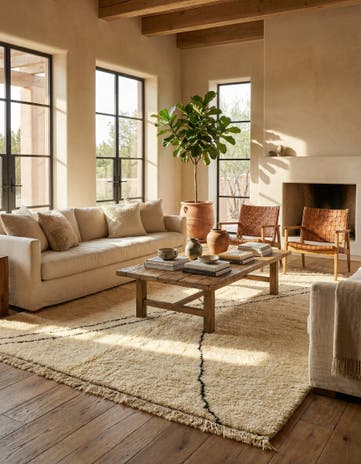 6' 11 x 9' 5 Hand Knotted Moroccan Wool Rug