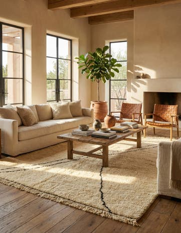 6' 11 x 9' 5 Hand Knotted Moroccan Wool Rug