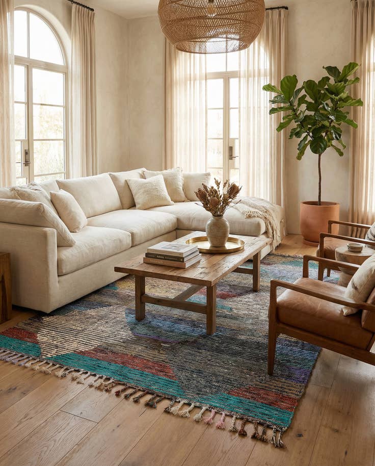 Detail image of 5' 6 x 8' 4 Hand Knotted Moroccan Wool Rug