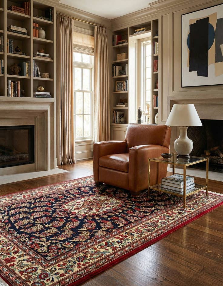 Detail image of  4' 7 x 6' 9  Hand Knotted Qom Persian Rug