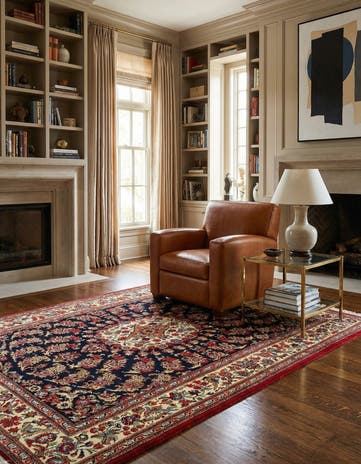 4' 7 x 6' 9 Hand Knotted Qom Persian Rug