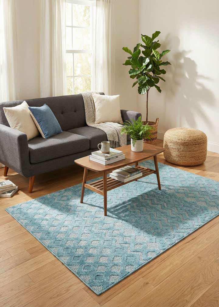 4' x 6' Easy-Clean Trellis Textured Indoor / Outdoor Rug