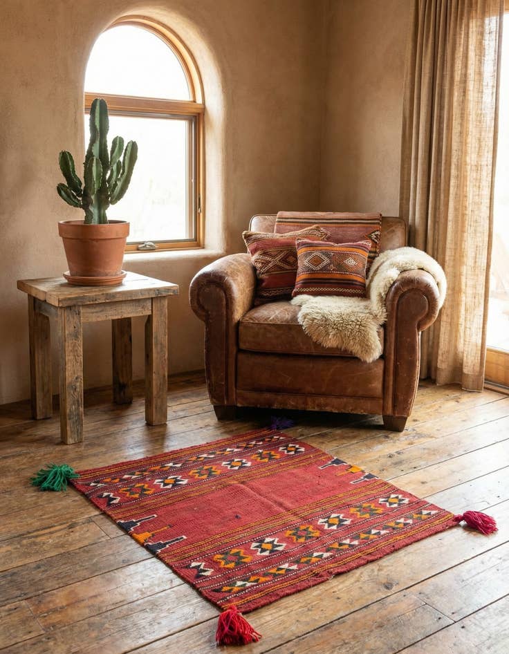 Detail image of 3' x 3' 7  Hand Woven Kilim Fars Wool Square Rug