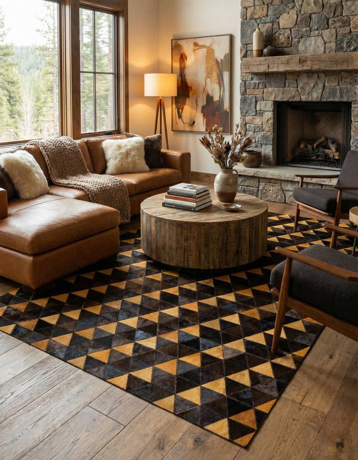 Detail image of 5' x 8' 1 Cowhide Stocks Rug