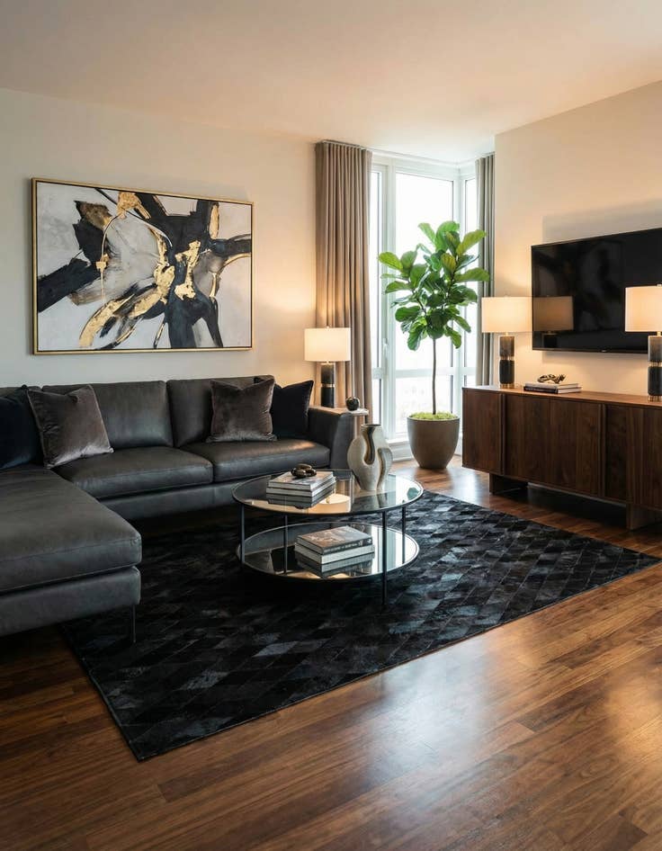 Detail image of 5' 1 x 8' Cowhide Stocks Rug