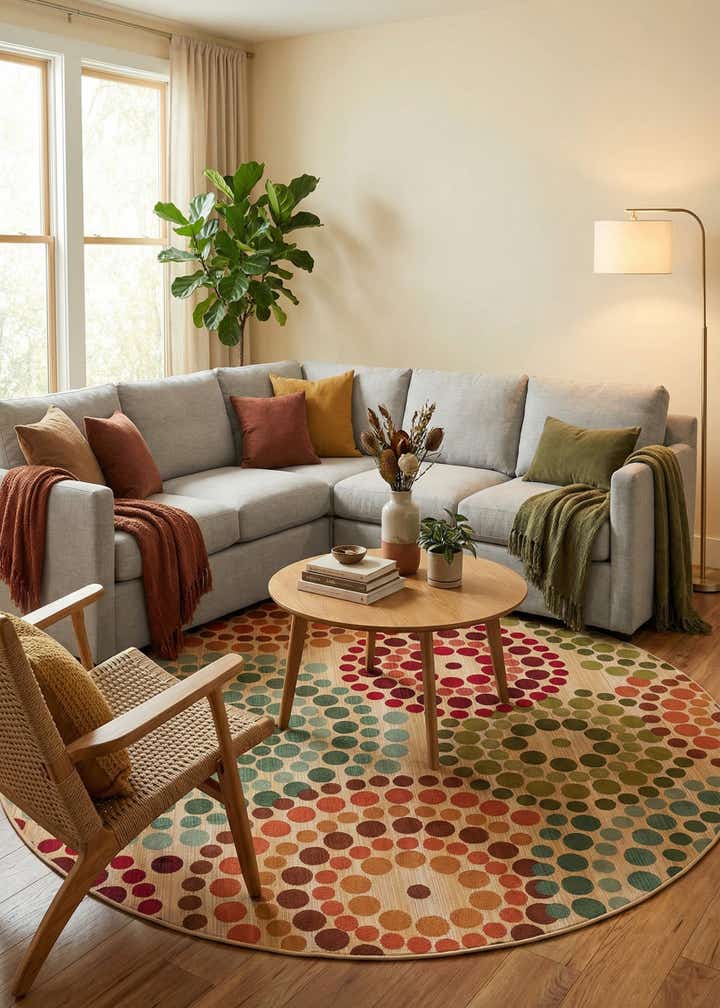 8' x 8' Easy-Clean Modern Indoor / Outdoor Round Rug
