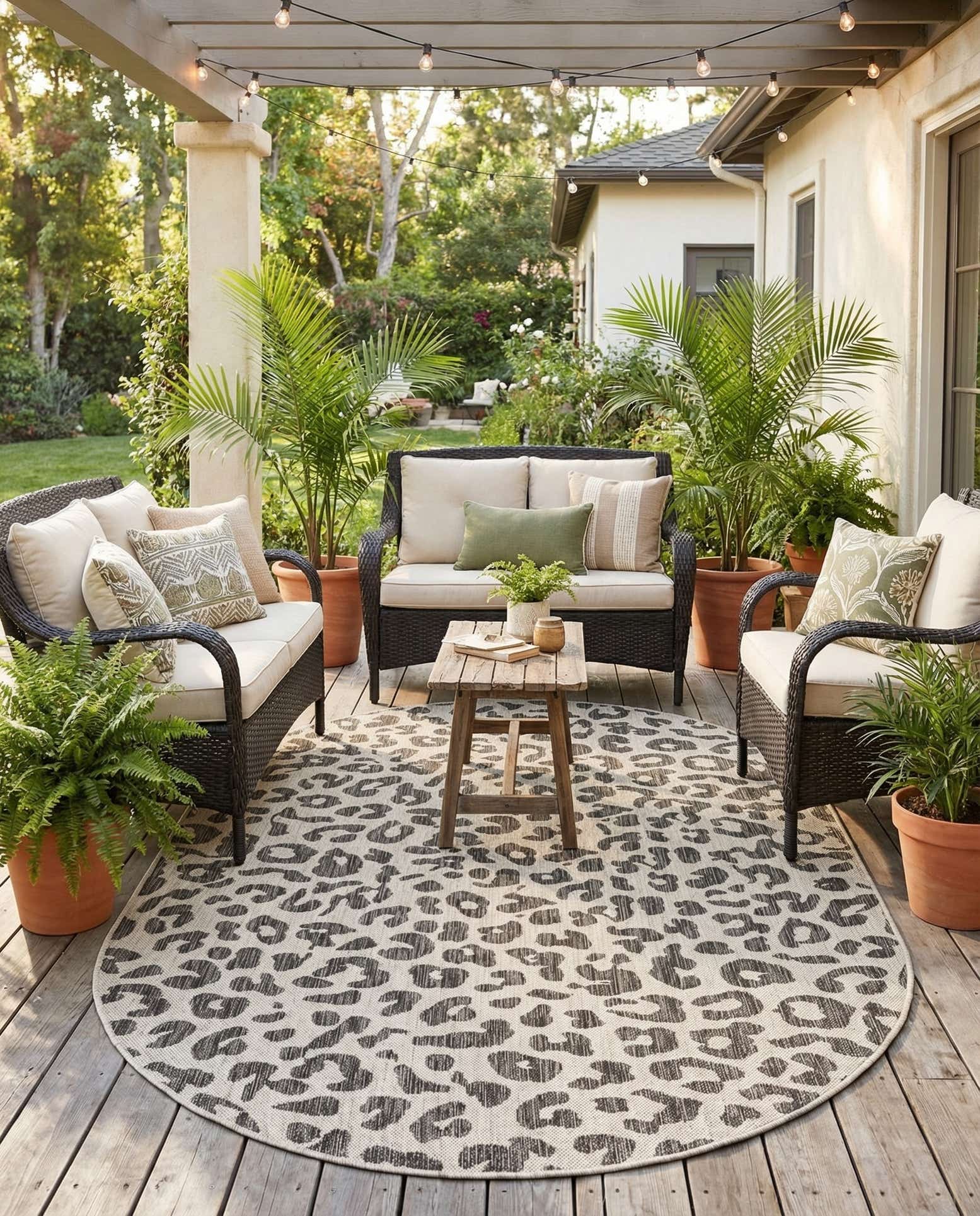 5' 3 x 8' Easy-Clean Safari Indoor / Outdoor Oval Rug
