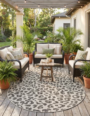 Light Gray Easy-Clean Safari Indoor / Outdoor Oval Rug
