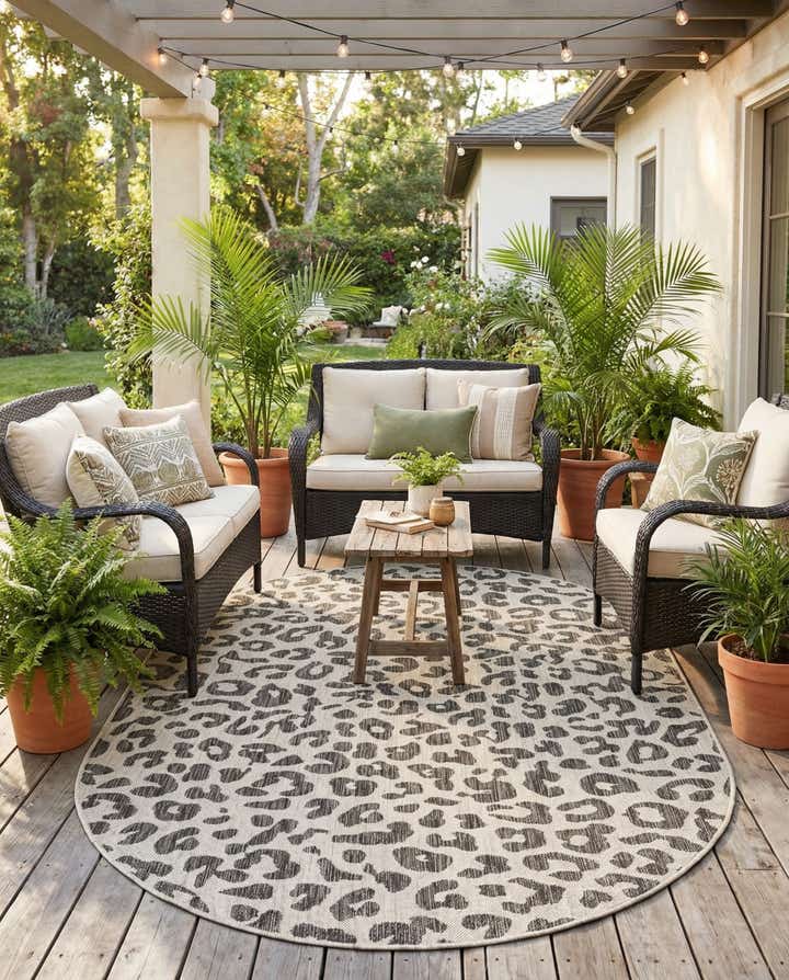 5' 3 x 8' Easy-Clean Safari Indoor / Outdoor Oval Rug