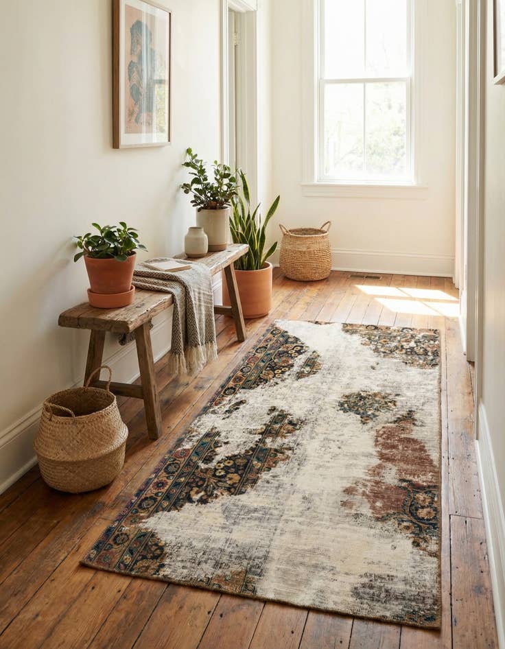 Detail image of 3' 8 x 7'  Hand Knotted Ultra Vintage Persian Wool Rug