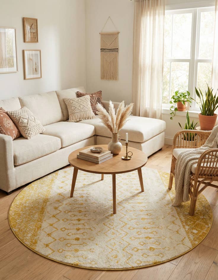 Detail image of  7' 10 x 7' 10 Moroccan Trellis Round Rug