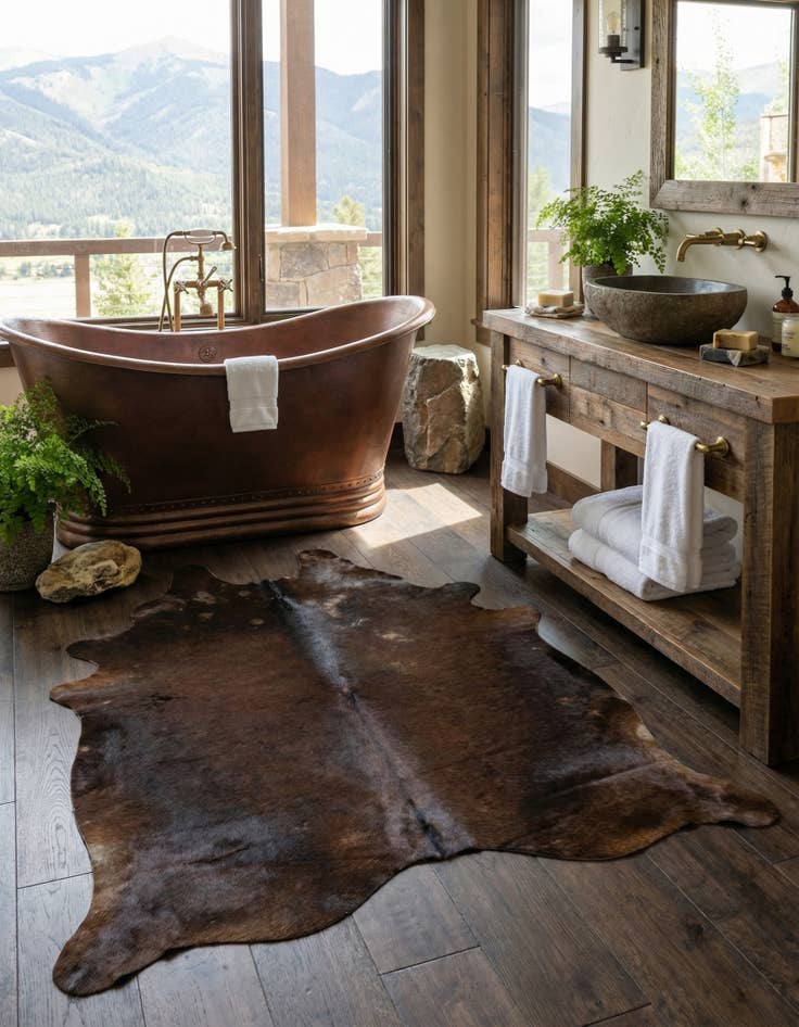 Detail image of 5' x 5' Cowhide Leather Square Rug