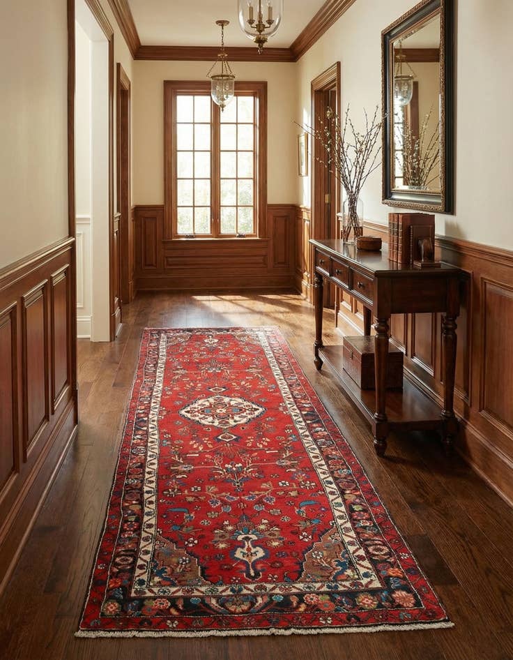 Detail image of 3' 8 x 10' 10 Hamedan Runner Rug