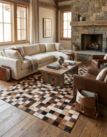 5' 1 x 8' 1 Cowhide Leather Rug