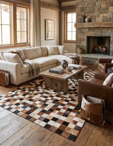 5' 1 x 8' 1 Cowhide Leather Rug