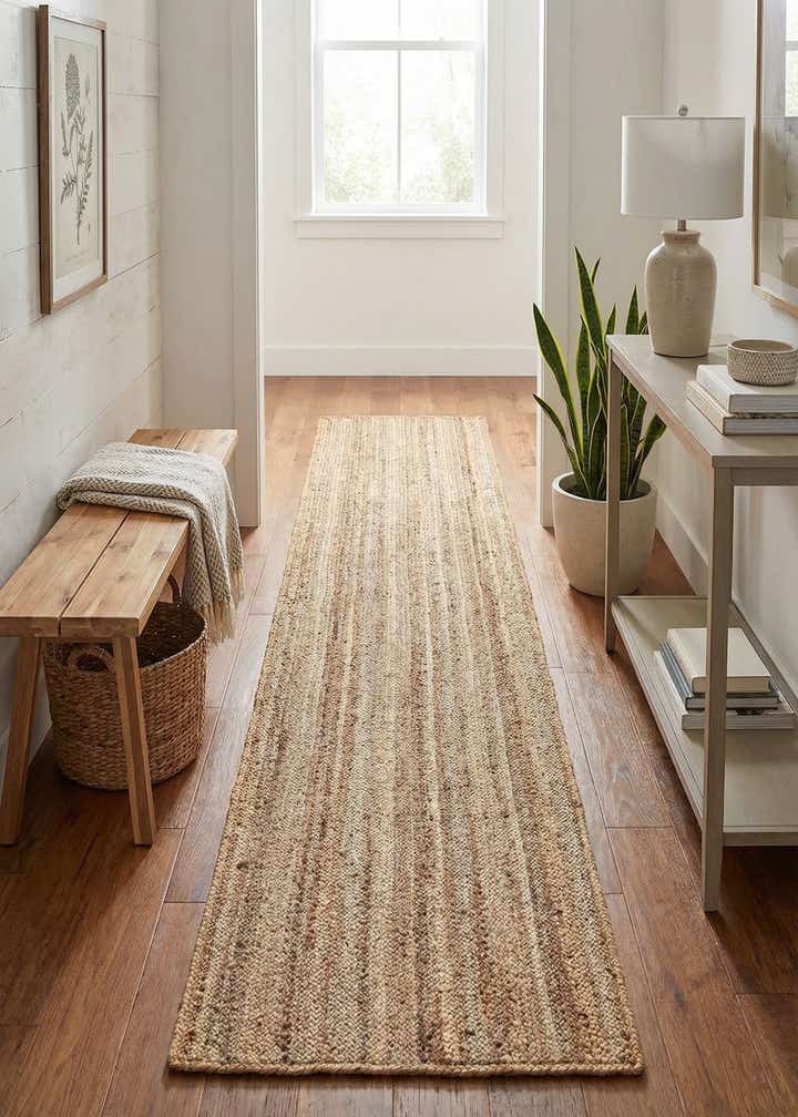 2' 7 x 13' 1 Handmade Braided Jute Runner Rug