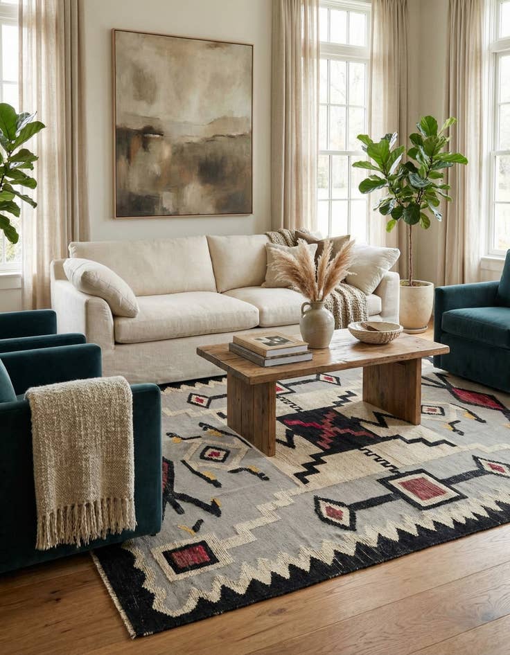 Detail image of 7' 10 x 10' 10  Hand Knotted Darya Wool Rug