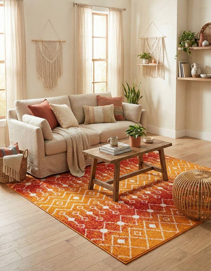 Detail image of  6' x 6' Moroccan Trellis Square Rug