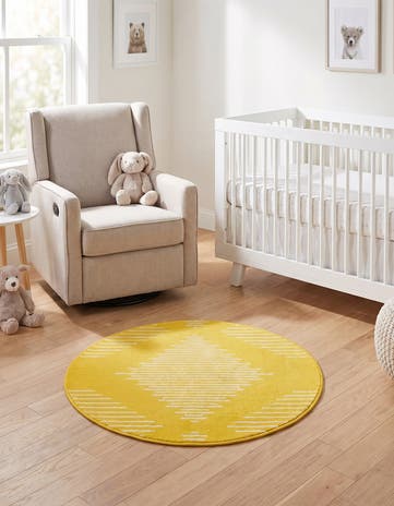 Yellow Kai Round Rug