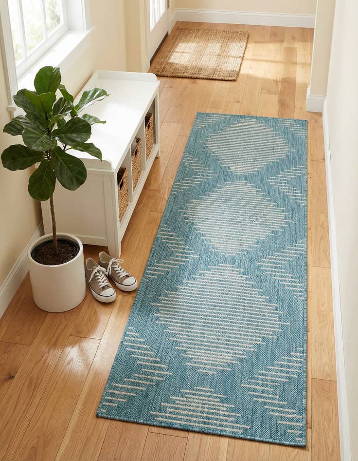 Detail image of  2' x 4'  Washable Modern Indoor / Outdoor Runner Rug