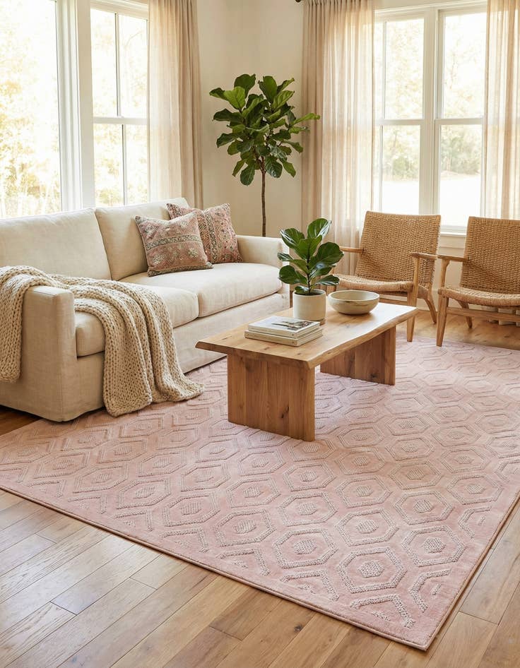 Detail image of 9' x 12'  Washable Trellis Textured Indoor / Outdoor Rug