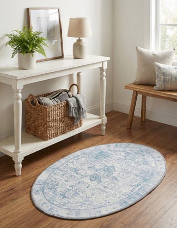 Ivory Washable Timeless Oval Rug