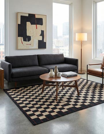 4' 4 x 5' 7 Hand Woven Kilim Modern Wool Rug