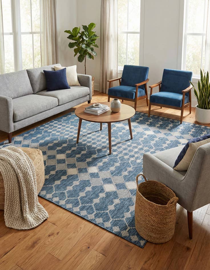 Detail image of 10' x 10'  Washable Trellis Indoor / Outdoor Square Rug