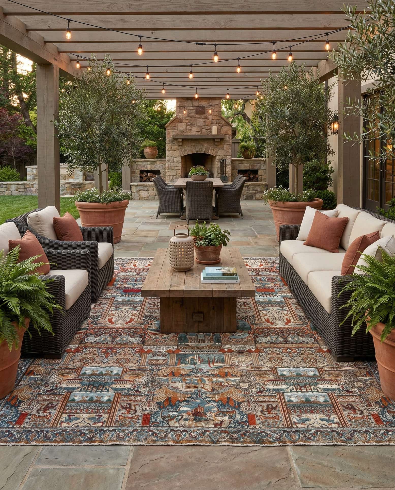 10' x 14' Easy-Clean Traditional Indoor / Outdoor Rug