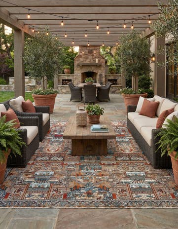 10' x 14' Easy-Clean Traditional Indoor / Outdoor Rug