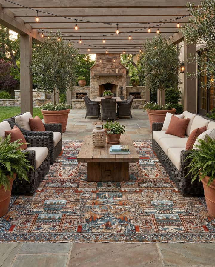 10' x 14' Easy-Clean Traditional Indoor / Outdoor Rug