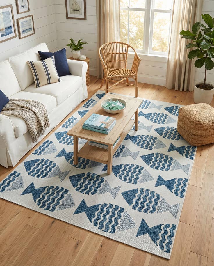 Detail image of 6' x 9' Easy-Clean Coastal Indoor / Outdoor Rug