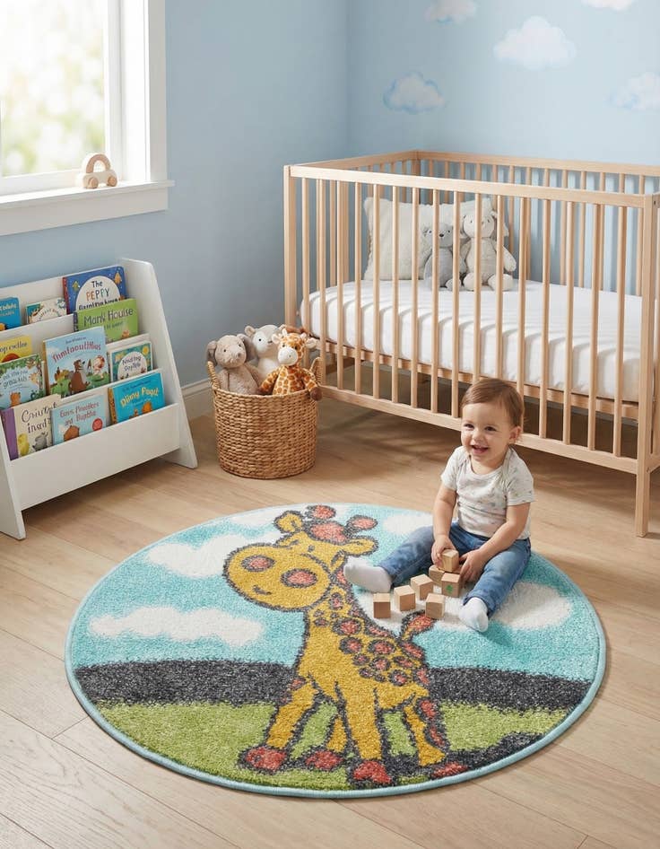 Detail image of 2' 2 x 2' 2 Giraffe Whimsy Kids Round Rug