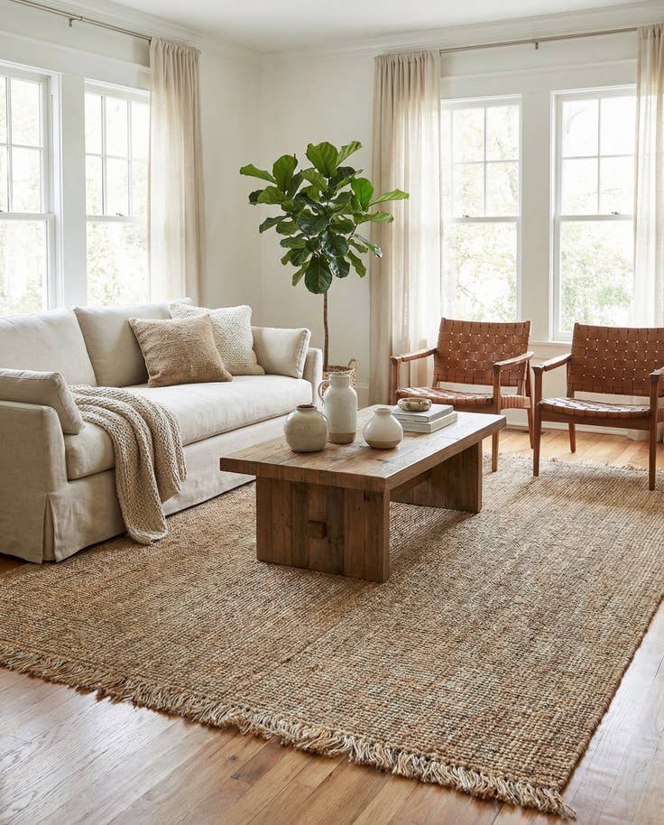 Detail image of 9' x 12' Hand Woven Chunky Jute Rug