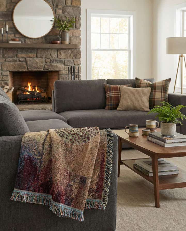 135cm x 145cm Abstract Autumn Small Throw Blanket
